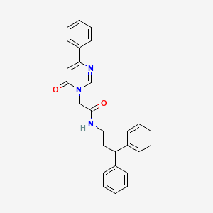 molecular formula C27H25N3O2 B6541485 N-(3,3-diphenylpropyl)-2-(6-oxo-4-phenyl-1,6-dihydropyrimidin-1-yl)acetamide CAS No. 1058423-08-7