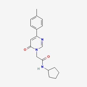molecular formula C18H21N3O2 B6541531 N-cyclopentyl-2-[4-(4-methylphenyl)-6-oxo-1,6-dihydropyrimidin-1-yl]acetamide CAS No. 1058423-27-0