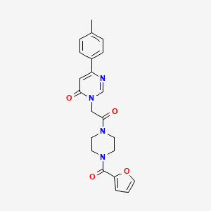 molecular formula C22H22N4O4 B6541548 3-{2-[4-(furan-2-carbonyl)piperazin-1-yl]-2-oxoethyl}-6-(4-methylphenyl)-3,4-dihydropyrimidin-4-one CAS No. 1058423-34-9