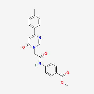 molecular formula C21H19N3O4 B6541607 methyl 4-{2-[4-(4-methylphenyl)-6-oxo-1,6-dihydropyrimidin-1-yl]acetamido}benzoate CAS No. 1060202-55-2