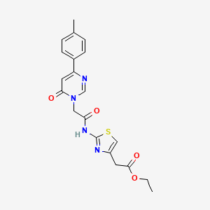 ethyl 2-(2-{2-[4-(4-methylphenyl)-6-oxo-1,6-dihydropyrimidin-1-yl]acetamido}-1,3-thiazol-4-yl)acetate