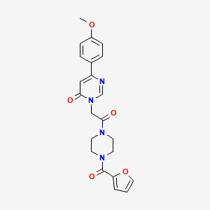 molecular formula C22H22N4O5 B6541766 3-{2-[4-(furan-2-carbonyl)piperazin-1-yl]-2-oxoethyl}-6-(4-methoxyphenyl)-3,4-dihydropyrimidin-4-one CAS No. 1058436-98-8