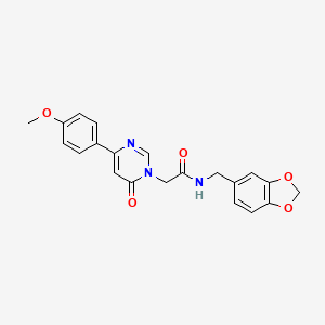 molecular formula C21H19N3O5 B6541794 N-[(2H-1,3-benzodioxol-5-yl)methyl]-2-[4-(4-methoxyphenyl)-6-oxo-1,6-dihydropyrimidin-1-yl]acetamide CAS No. 1058198-01-8