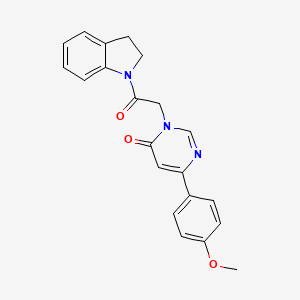 molecular formula C21H19N3O3 B6541826 3-[2-(2,3-dihydro-1H-indol-1-yl)-2-oxoethyl]-6-(4-methoxyphenyl)-3,4-dihydropyrimidin-4-one CAS No. 1058373-39-9