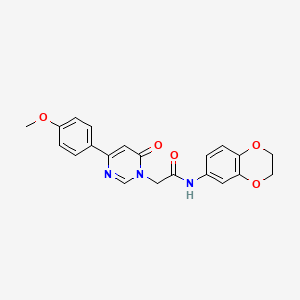 molecular formula C21H19N3O5 B6541842 N-(2,3-dihydro-1,4-benzodioxin-6-yl)-2-[4-(4-methoxyphenyl)-6-oxo-1,6-dihydropyrimidin-1-yl]acetamide CAS No. 1058198-07-4