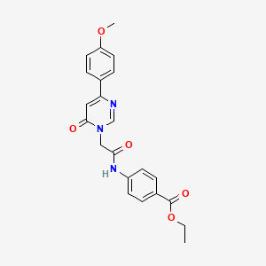 molecular formula C22H21N3O5 B6541857 ethyl 4-{2-[4-(4-methoxyphenyl)-6-oxo-1,6-dihydropyrimidin-1-yl]acetamido}benzoate CAS No. 1058373-52-6