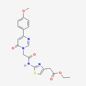 ethyl 2-(2-{2-[4-(4-methoxyphenyl)-6-oxo-1,6-dihydropyrimidin-1-yl]acetamido}-1,3-thiazol-4-yl)acetate