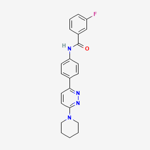 molecular formula C22H21FN4O B6541897 3-fluoro-N-{4-[6-(piperidin-1-yl)pyridazin-3-yl]phenyl}benzamide CAS No. 922589-34-2