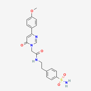 molecular formula C21H22N4O5S B6541956 2-[4-(4-methoxyphenyl)-6-oxo-1,6-dihydropyrimidin-1-yl]-N-[2-(4-sulfamoylphenyl)ethyl]acetamide CAS No. 1058198-54-1