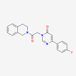 molecular formula C21H18FN3O2 B6542005 6-(4-fluorophenyl)-3-[2-oxo-2-(1,2,3,4-tetrahydroisoquinolin-2-yl)ethyl]-3,4-dihydropyrimidin-4-one CAS No. 1060204-88-7