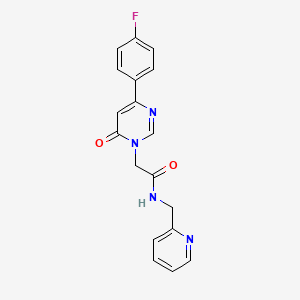 molecular formula C18H15FN4O2 B6542012 2-[4-(4-fluorophenyl)-6-oxo-1,6-dihydropyrimidin-1-yl]-N-[(pyridin-2-yl)methyl]acetamide CAS No. 1058500-80-3