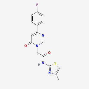 molecular formula C16H13FN4O2S B6542059 2-[4-(4-fluorophenyl)-6-oxo-1,6-dihydropyrimidin-1-yl]-N-(4-methyl-1,3-thiazol-2-yl)acetamide CAS No. 1060205-57-3