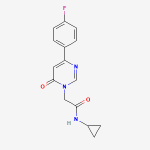 molecular formula C15H14FN3O2 B6542094 N-cyclopropyl-2-[4-(4-fluorophenyl)-6-oxo-1,6-dihydropyrimidin-1-yl]acetamide CAS No. 1058233-16-1
