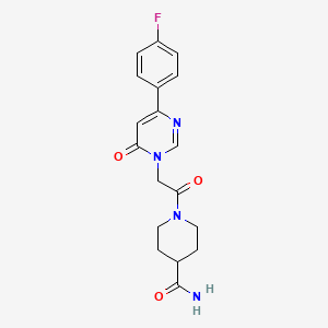 molecular formula C18H19FN4O3 B6542098 1-{2-[4-(4-fluorophenyl)-6-oxo-1,6-dihydropyrimidin-1-yl]acetyl}piperidine-4-carboxamide CAS No. 1060207-64-8