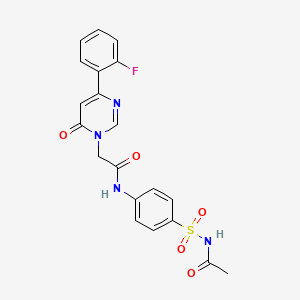 molecular formula C20H17FN4O5S B6542102 N-(4-{2-[4-(2-fluorophenyl)-6-oxo-1,6-dihydropyrimidin-1-yl]acetamido}benzenesulfonyl)acetamide CAS No. 1058240-65-5