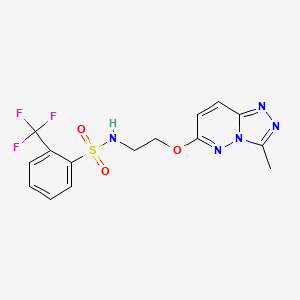 molecular formula C15H14F3N5O3S B6542313 N-[2-({3-methyl-[1,2,4]triazolo[4,3-b]pyridazin-6-yl}oxy)ethyl]-2-(trifluoromethyl)benzene-1-sulfonamide CAS No. 1021216-42-1
