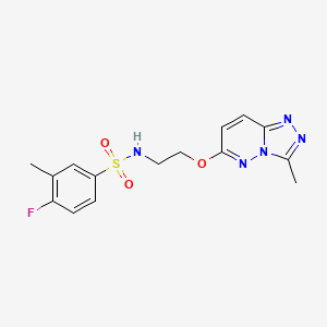 molecular formula C15H16FN5O3S B6542344 4-fluoro-3-methyl-N-[2-({3-methyl-[1,2,4]triazolo[4,3-b]pyridazin-6-yl}oxy)ethyl]benzene-1-sulfonamide CAS No. 1021263-45-5