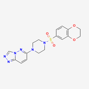 molecular formula C17H18N6O4S B6542372 1-(2,3-dihydro-1,4-benzodioxine-6-sulfonyl)-4-{[1,2,4]triazolo[4,3-b]pyridazin-6-yl}piperazine CAS No. 1021216-86-3
