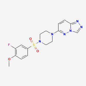 molecular formula C16H17FN6O3S B6542377 1-(3-fluoro-4-methoxybenzenesulfonyl)-4-{[1,2,4]triazolo[4,3-b]pyridazin-6-yl}piperazine CAS No. 1021263-61-5