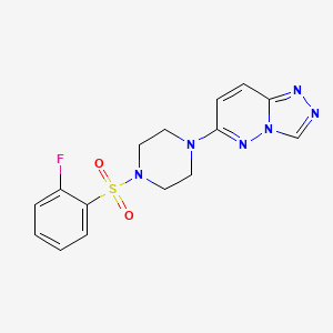 molecular formula C15H15FN6O2S B6542396 1-(2-fluorobenzenesulfonyl)-4-{[1,2,4]triazolo[4,3-b]pyridazin-6-yl}piperazine CAS No. 1021263-65-9