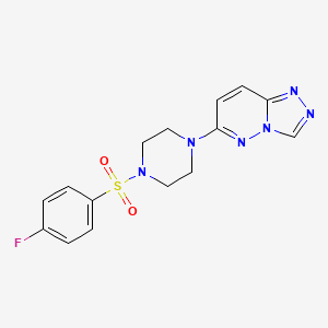 molecular formula C15H15FN6O2S B6542405 1-(4-fluorobenzenesulfonyl)-4-{[1,2,4]triazolo[4,3-b]pyridazin-6-yl}piperazine CAS No. 1021263-67-1