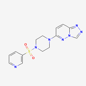molecular formula C14H15N7O2S B6542427 1-(pyridine-3-sulfonyl)-4-{[1,2,4]triazolo[4,3-b]pyridazin-6-yl}piperazine CAS No. 1021263-77-3