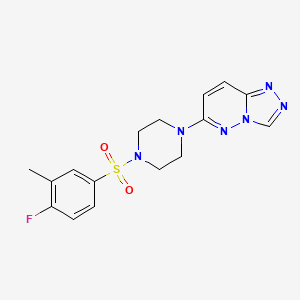 molecular formula C16H17FN6O2S B6542487 1-(4-fluoro-3-methylbenzenesulfonyl)-4-{[1,2,4]triazolo[4,3-b]pyridazin-6-yl}piperazine CAS No. 1021263-91-1