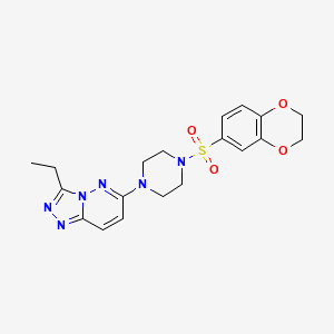 molecular formula C19H22N6O4S B6542532 1-(2,3-dihydro-1,4-benzodioxine-6-sulfonyl)-4-{3-ethyl-[1,2,4]triazolo[4,3-b]pyridazin-6-yl}piperazine CAS No. 1060279-13-1