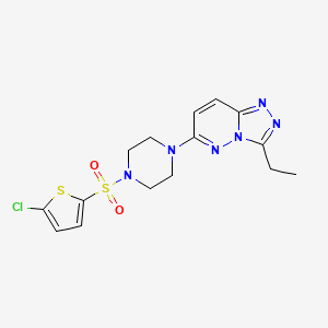 molecular formula C15H17ClN6O2S2 B6542567 1-[(5-chlorothiophen-2-yl)sulfonyl]-4-{3-ethyl-[1,2,4]triazolo[4,3-b]pyridazin-6-yl}piperazine CAS No. 1021264-21-0