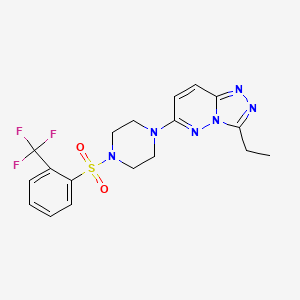 molecular formula C18H19F3N6O2S B6542573 1-{3-ethyl-[1,2,4]triazolo[4,3-b]pyridazin-6-yl}-4-[2-(trifluoromethyl)benzenesulfonyl]piperazine CAS No. 1060343-22-7