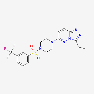 molecular formula C18H19F3N6O2S B6542575 1-{3-ethyl-[1,2,4]triazolo[4,3-b]pyridazin-6-yl}-4-[3-(trifluoromethyl)benzenesulfonyl]piperazine CAS No. 1060307-47-2
