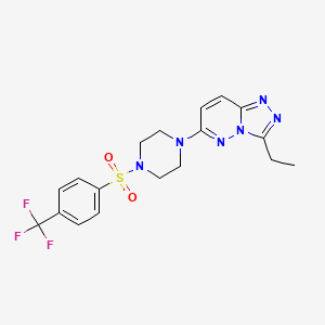 molecular formula C18H19F3N6O2S B6542590 1-{3-ethyl-[1,2,4]triazolo[4,3-b]pyridazin-6-yl}-4-[4-(trifluoromethyl)benzenesulfonyl]piperazine CAS No. 1060226-12-1