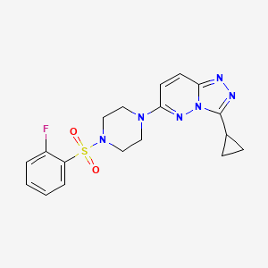 molecular formula C18H19FN6O2S B6542651 1-{3-cyclopropyl-[1,2,4]triazolo[4,3-b]pyridazin-6-yl}-4-(2-fluorobenzenesulfonyl)piperazine CAS No. 1040640-97-8