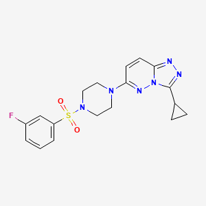 molecular formula C18H19FN6O2S B6542654 1-{3-cyclopropyl-[1,2,4]triazolo[4,3-b]pyridazin-6-yl}-4-(3-fluorobenzenesulfonyl)piperazine CAS No. 1040641-02-8