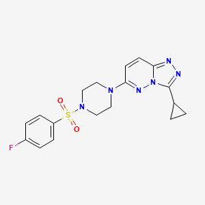 molecular formula C18H19FN6O2S B6542658 1-{3-cyclopropyl-[1,2,4]triazolo[4,3-b]pyridazin-6-yl}-4-(4-fluorobenzenesulfonyl)piperazine CAS No. 1040641-10-8
