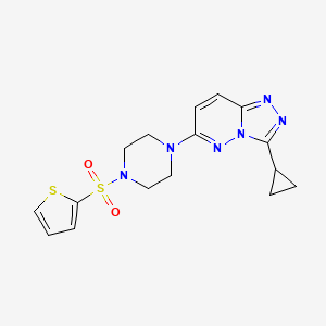 molecular formula C16H18N6O2S2 B6542659 1-{3-cyclopropyl-[1,2,4]triazolo[4,3-b]pyridazin-6-yl}-4-(thiophene-2-sulfonyl)piperazine CAS No. 1040641-50-6