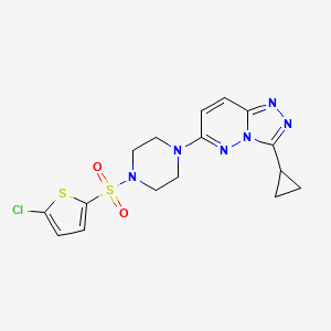 molecular formula C16H17ClN6O2S2 B6542667 1-[(5-chlorothiophen-2-yl)sulfonyl]-4-{3-cyclopropyl-[1,2,4]triazolo[4,3-b]pyridazin-6-yl}piperazine CAS No. 1060229-66-4