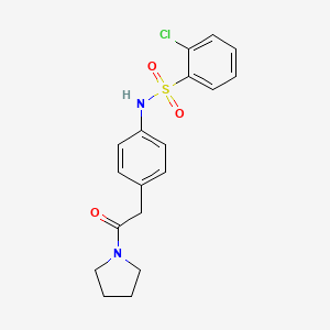 molecular formula C18H19ClN2O3S B6542698 2-chloro-N-{4-[2-oxo-2-(pyrrolidin-1-yl)ethyl]phenyl}benzene-1-sulfonamide CAS No. 1060253-54-4