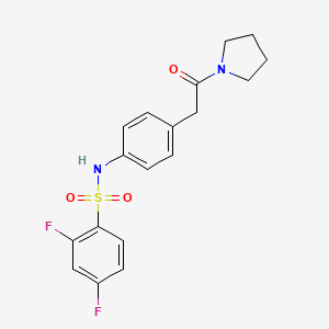 2,4-difluoro-N-{4-[2-oxo-2-(pyrrolidin-1-yl)ethyl]phenyl}benzene-1-sulfonamide