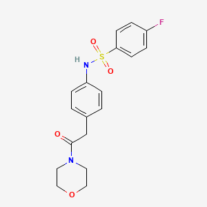 molecular formula C18H19FN2O4S B6542729 4-fluoro-N-{4-[2-(morpholin-4-yl)-2-oxoethyl]phenyl}benzene-1-sulfonamide CAS No. 1060321-90-5