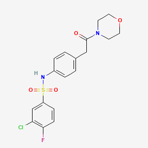 molecular formula C18H18ClFN2O4S B6542745 3-chloro-4-fluoro-N-{4-[2-(morpholin-4-yl)-2-oxoethyl]phenyl}benzene-1-sulfonamide CAS No. 1060322-06-6