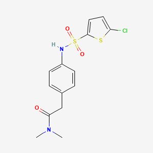 molecular formula C14H15ClN2O3S2 B6542854 2-[4-(5-chlorothiophene-2-sulfonamido)phenyl]-N,N-dimethylacetamide CAS No. 1060304-30-4