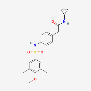 molecular formula C20H24N2O4S B6542977 N-cyclopropyl-2-[4-(4-methoxy-3,5-dimethylbenzenesulfonamido)phenyl]acetamide CAS No. 1060225-99-1