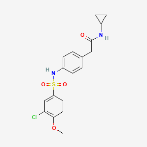 molecular formula C18H19ClN2O4S B6542995 2-[4-(3-chloro-4-methoxybenzenesulfonamido)phenyl]-N-cyclopropylacetamide CAS No. 1060307-99-4