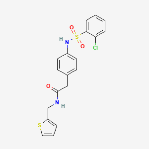 molecular formula C19H17ClN2O3S2 B6543044 2-[4-(2-chlorobenzenesulfonamido)phenyl]-N-[(thiophen-2-yl)methyl]acetamide CAS No. 1060329-01-2