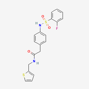 molecular formula C19H17FN2O3S2 B6543049 2-[4-(2-fluorobenzenesulfonamido)phenyl]-N-[(thiophen-2-yl)methyl]acetamide CAS No. 1060292-22-9