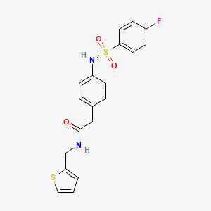 molecular formula C19H17FN2O3S2 B6543051 2-[4-(4-fluorobenzenesulfonamido)phenyl]-N-[(thiophen-2-yl)methyl]acetamide CAS No. 1060260-60-7
