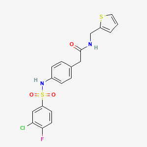 molecular formula C19H16ClFN2O3S2 B6543058 2-[4-(3-chloro-4-fluorobenzenesulfonamido)phenyl]-N-[(thiophen-2-yl)methyl]acetamide CAS No. 1060260-72-1