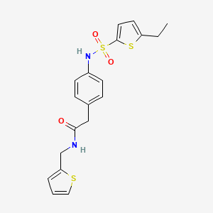 molecular formula C19H20N2O3S3 B6543079 2-[4-(5-ethylthiophene-2-sulfonamido)phenyl]-N-[(thiophen-2-yl)methyl]acetamide CAS No. 1060292-57-0