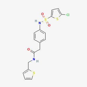 molecular formula C17H15ClN2O3S3 B6543085 2-[4-(5-chlorothiophene-2-sulfonamido)phenyl]-N-[(thiophen-2-yl)methyl]acetamide CAS No. 1060292-62-7